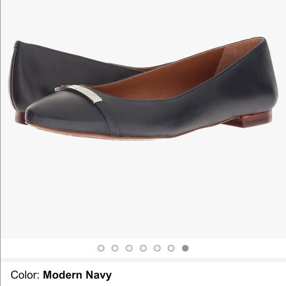 CLEARANCE 🚨 Authentic LAUREN RALPH LAUREN Navy Blue Farrel 100% Leather Flats - Picture 5 of 12